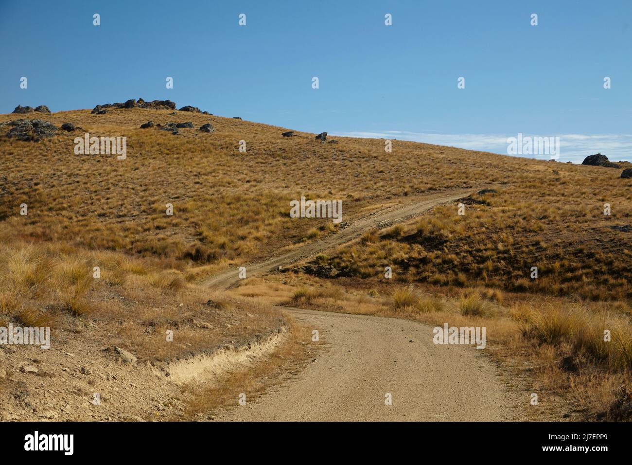 Old Dunstan Trail, Rough Ridge, Maniototo, Central Otago, South Island, Neuseeland Stockfoto