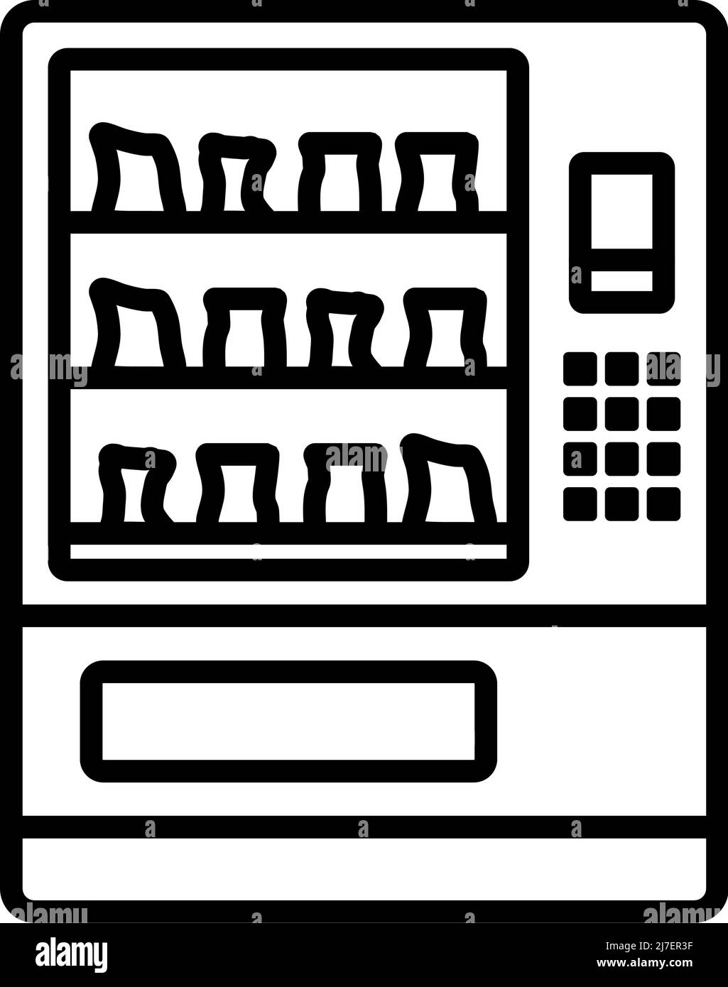 Symbol Der Lebensmittelverkaufsmaschine. Auffälliges Design mit bearbeitbarer Konturbreite. Vektorgrafik. Stock Vektor