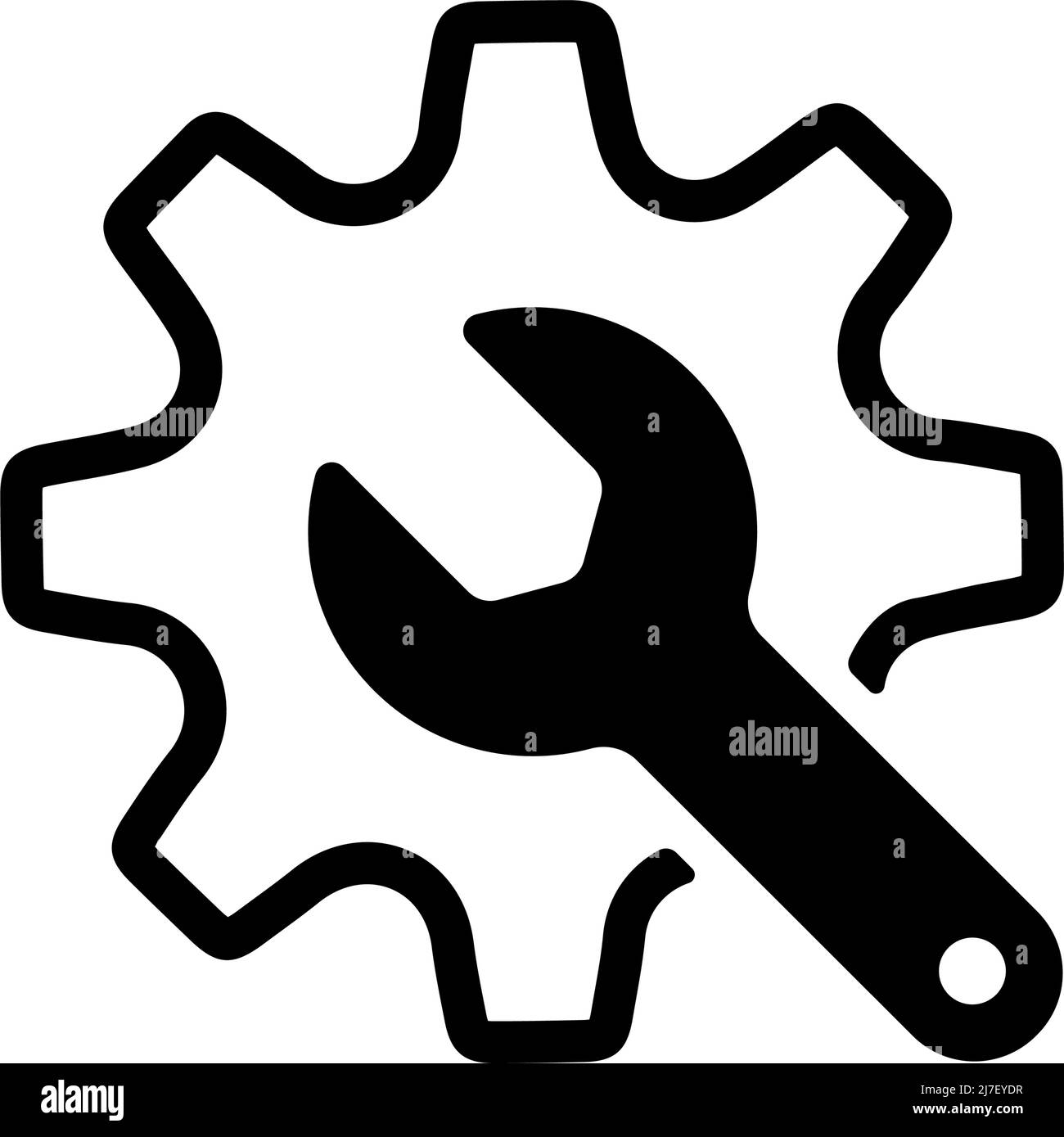 Abbildung mit Zahnrad- und Schraubenschlüssel-Vektorsymbol Stock Vektor