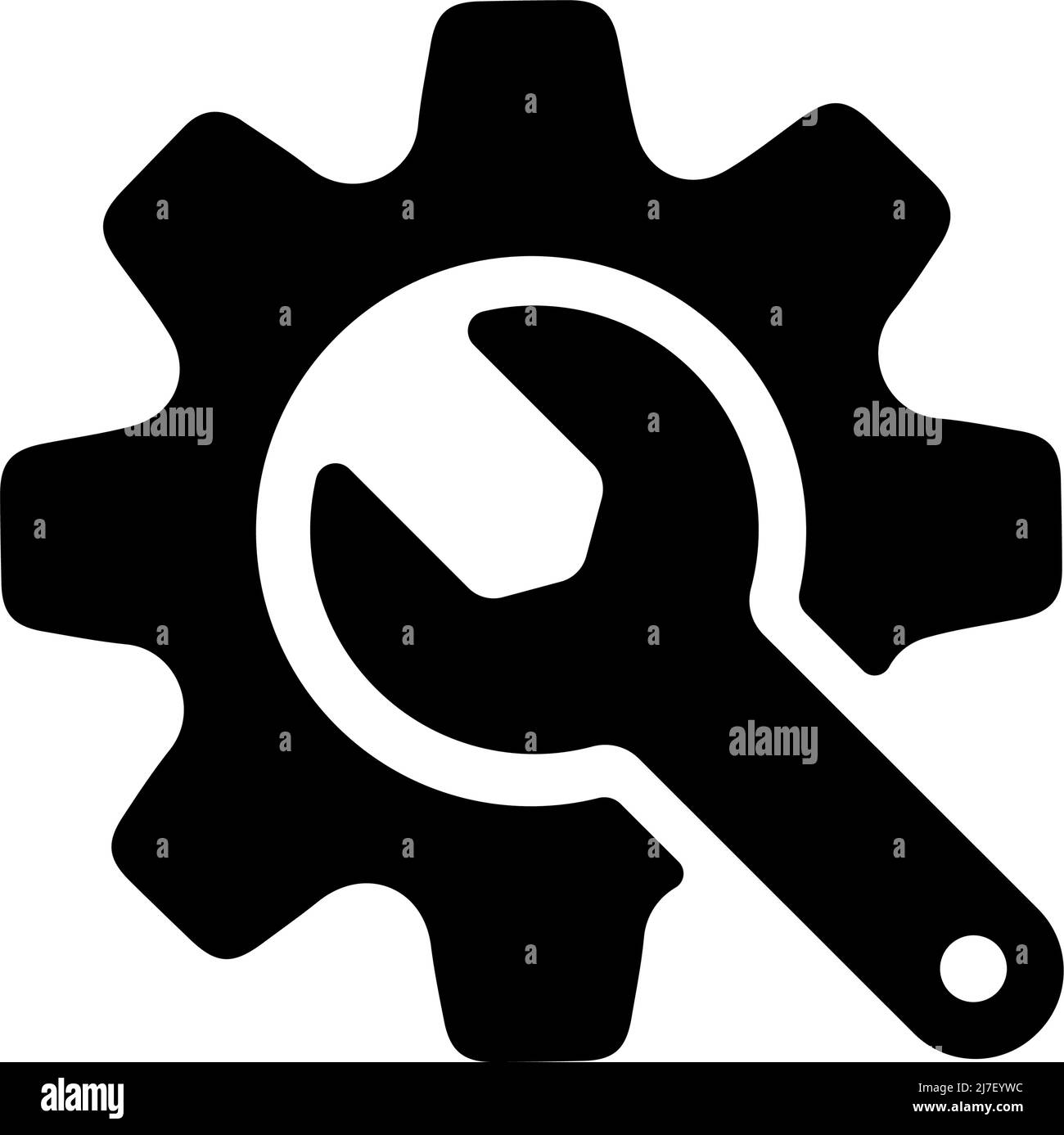 Abbildung mit Zahnrad- und Schraubenschlüssel-Vektorsymbol Stock Vektor