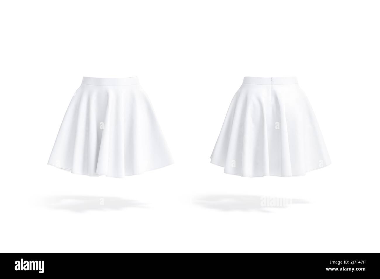 Blank weißen Frauen Minirock Mockup, Vorder-und Rückansicht Stockfoto