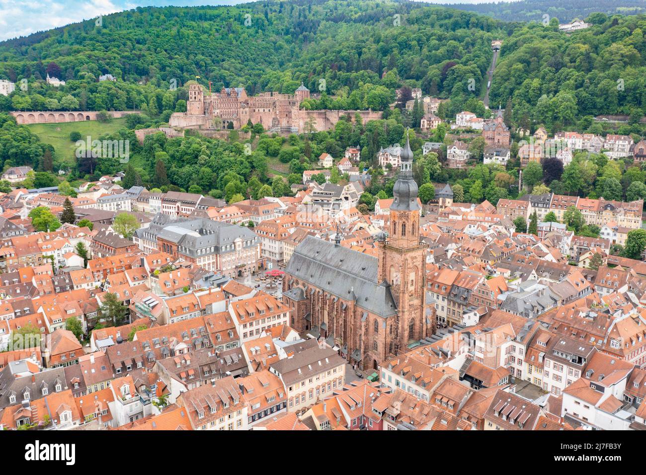 Heidelberger Schloss oder Schloss Heidelberg, Heilig-Geist-Kirche oder Heiliggeistkirche, Heidelberg, Deutschland Stockfoto