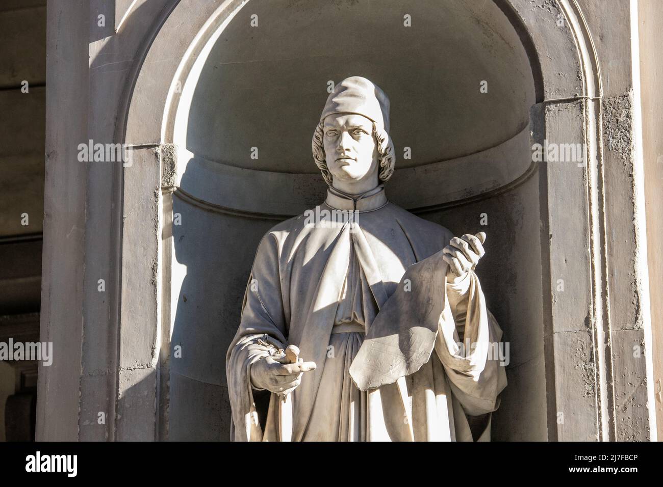 Statue von Leon Battista Alberti, Piazzale degli Uffizi, Florenz, Italien Stockfoto