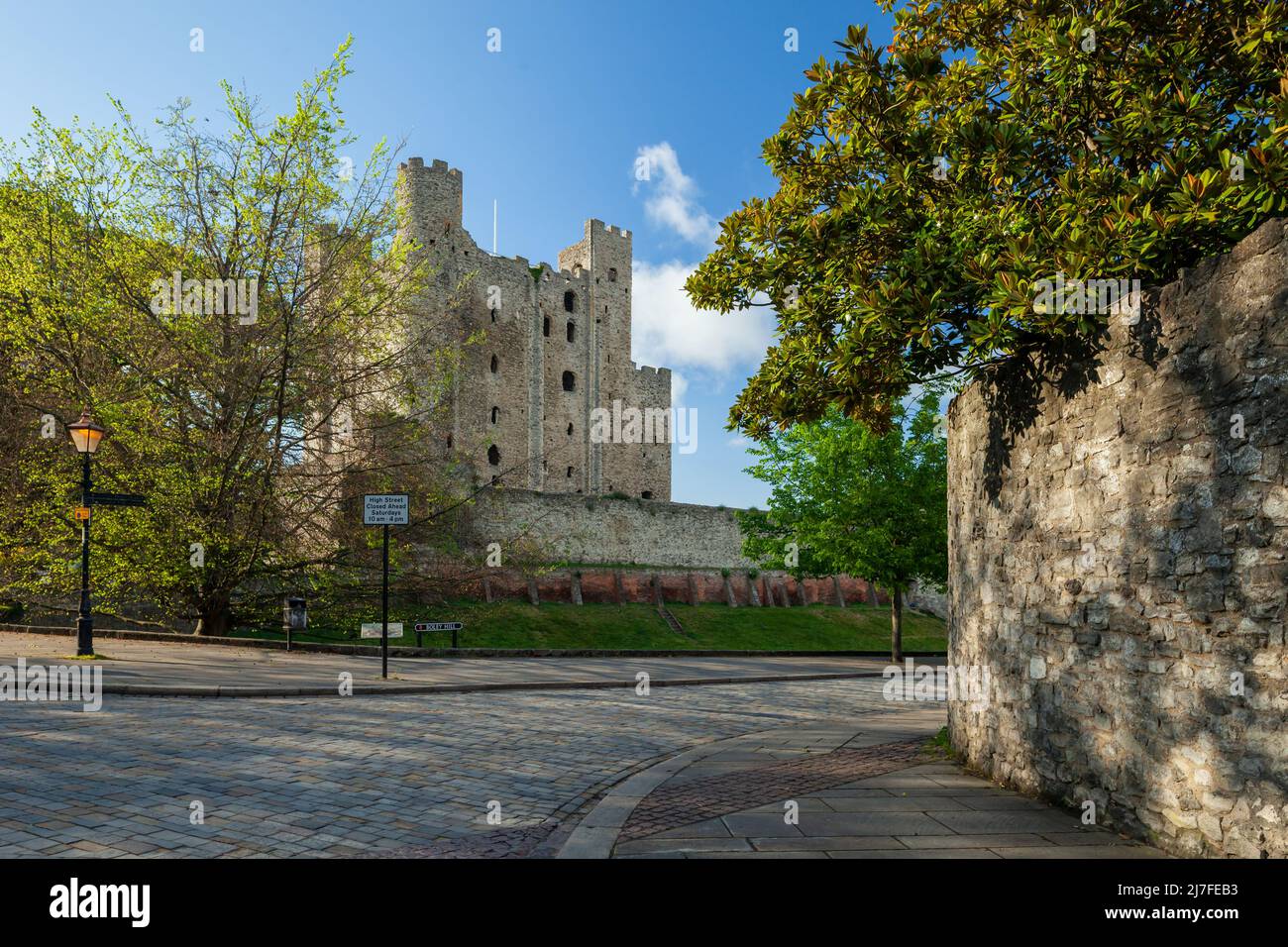 Mai-Nachmittag in Rochester Castle, Kent, England. Stockfoto