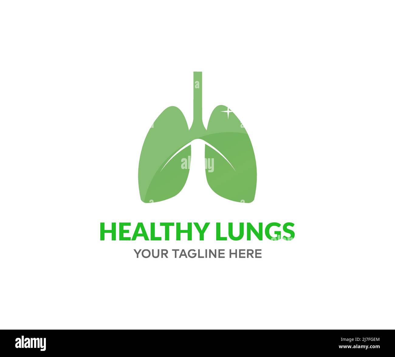 Menschliche Lunge, gesund, grün, Anatomie Lunge Logo-Design. Gesunde Lunge für gesundes Leben Vektor-Design und Illustration. Stock Vektor