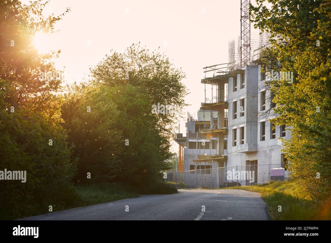 Entwicklung der Stadt. Bautätigkeit auf den Bau von neuen Wohngebäuden. Stockfoto