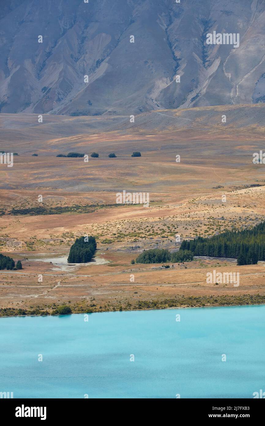 Lake Tekapo und Two Thumb Range, Mackenzie Country, Canterbury, South Island, Neuseeland Stockfoto