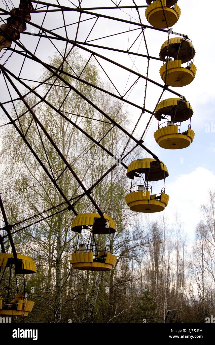 Riesenrad in der Geisterstadt Pripyat, Kernkraftwerk Tschernobyl, Zone der Entfremdung, Ukraine Stockfoto