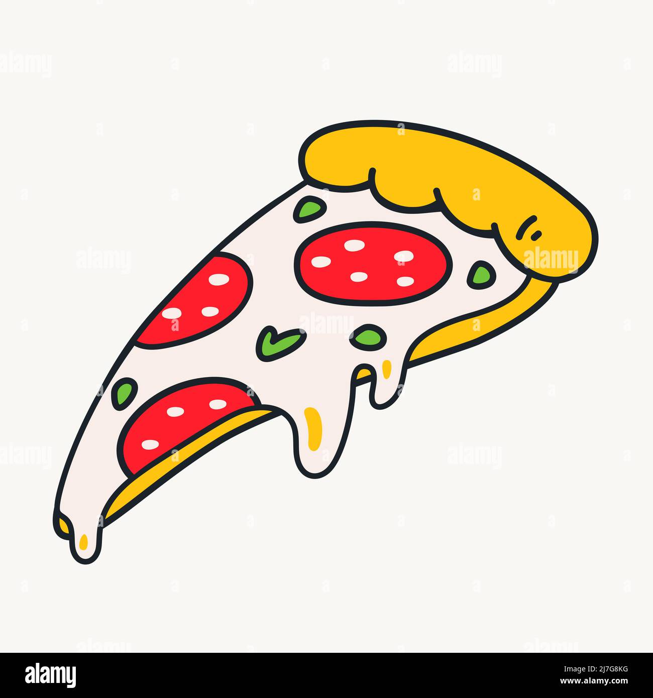 Cartoon-Vektor lustig niedlich Comic-Figuren, Pizza-Scheibe. Stock Vektor