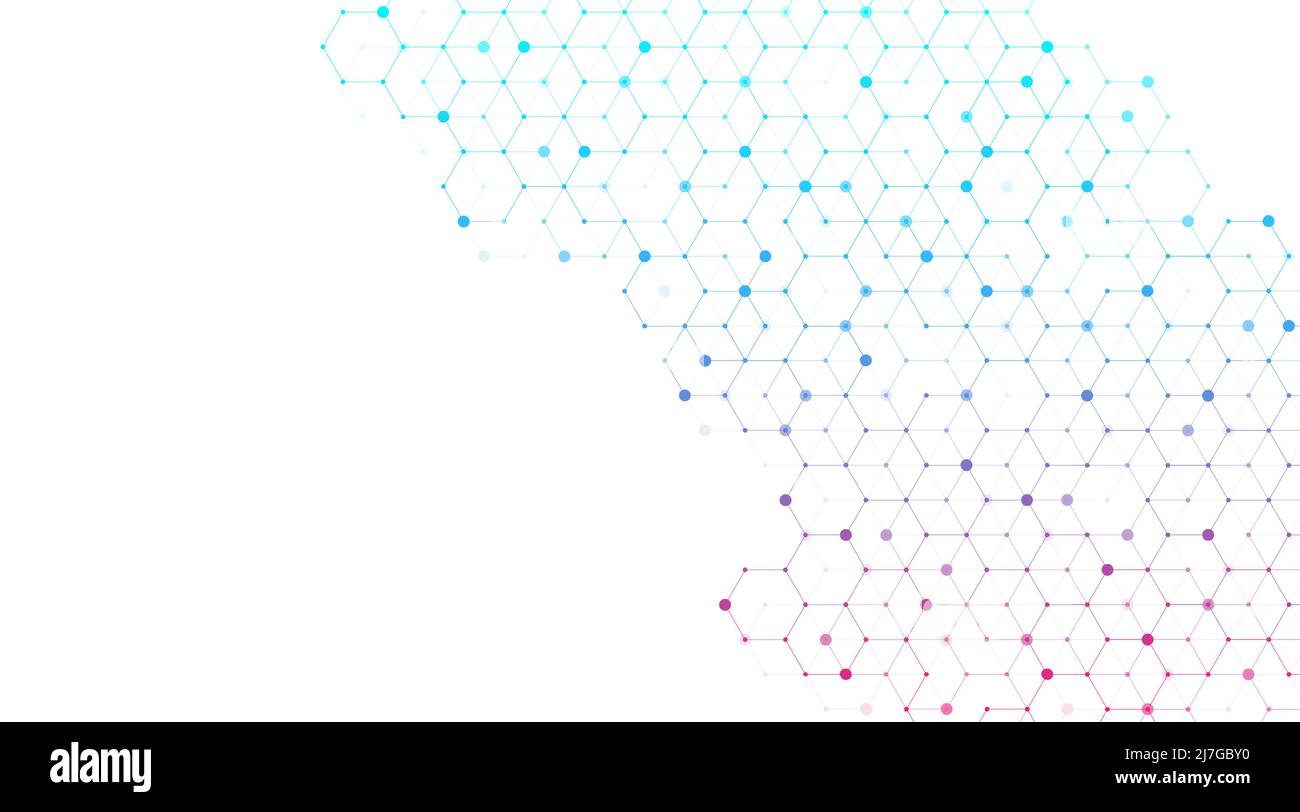 Gesundheitswesen und medizinische Muster Innovation Konzept Hintergrunddesign. Abstrakte geometrische Sechsecke Formen Medizin und Wissenschaft Hintergrund. Vektor Stock Vektor