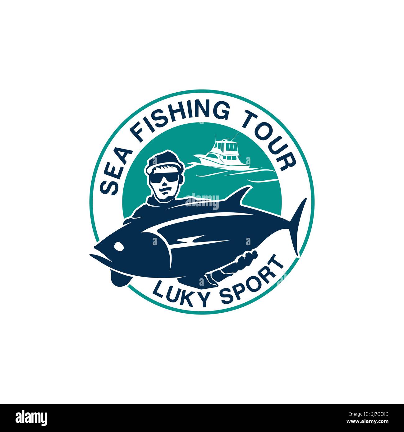 Seefischen Tour Logo Vektor Stockfoto
