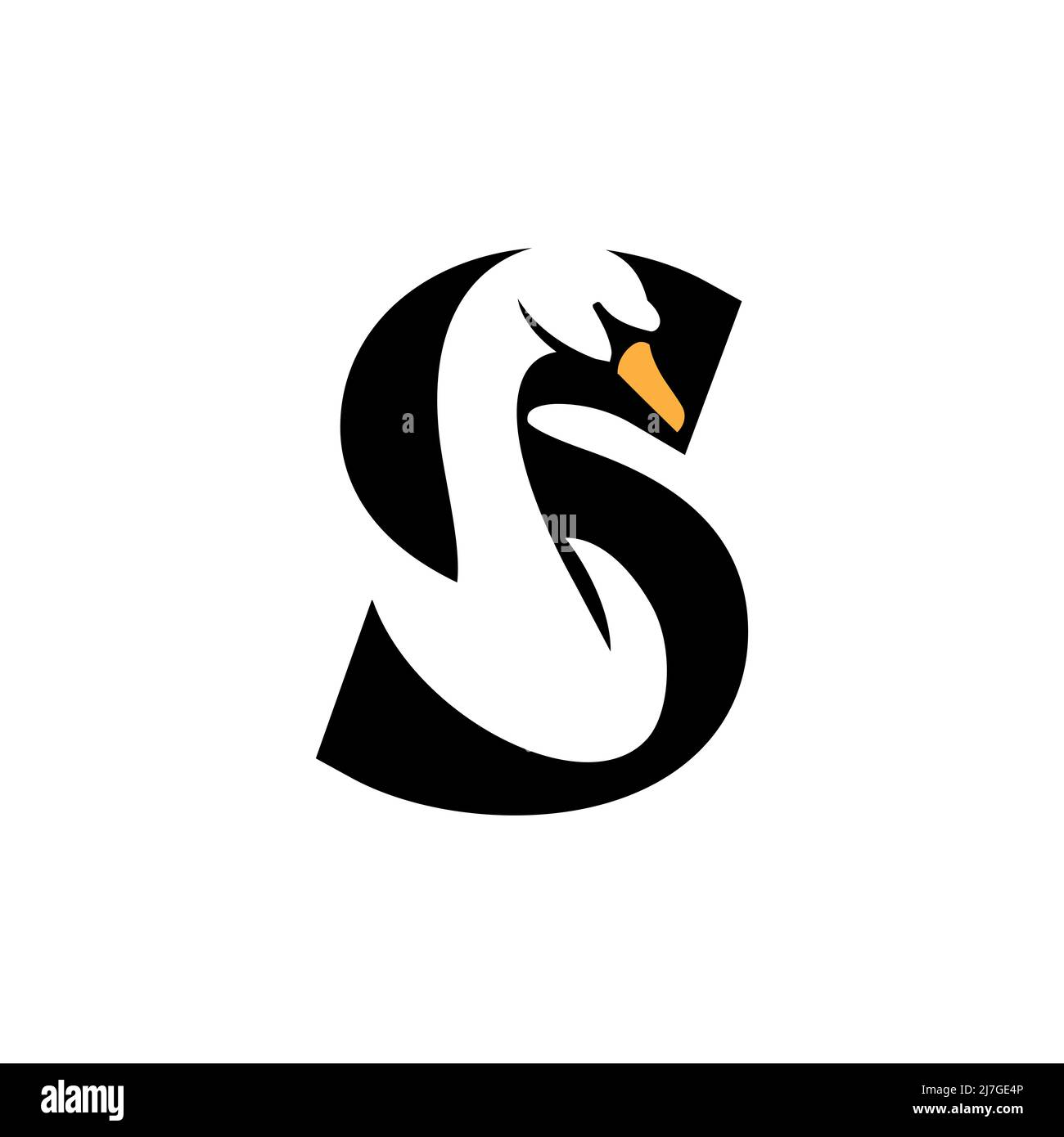 Buchstabe S, Swan Logo Designs Inspiration isoliert auf weißem Hintergrund Stockfoto