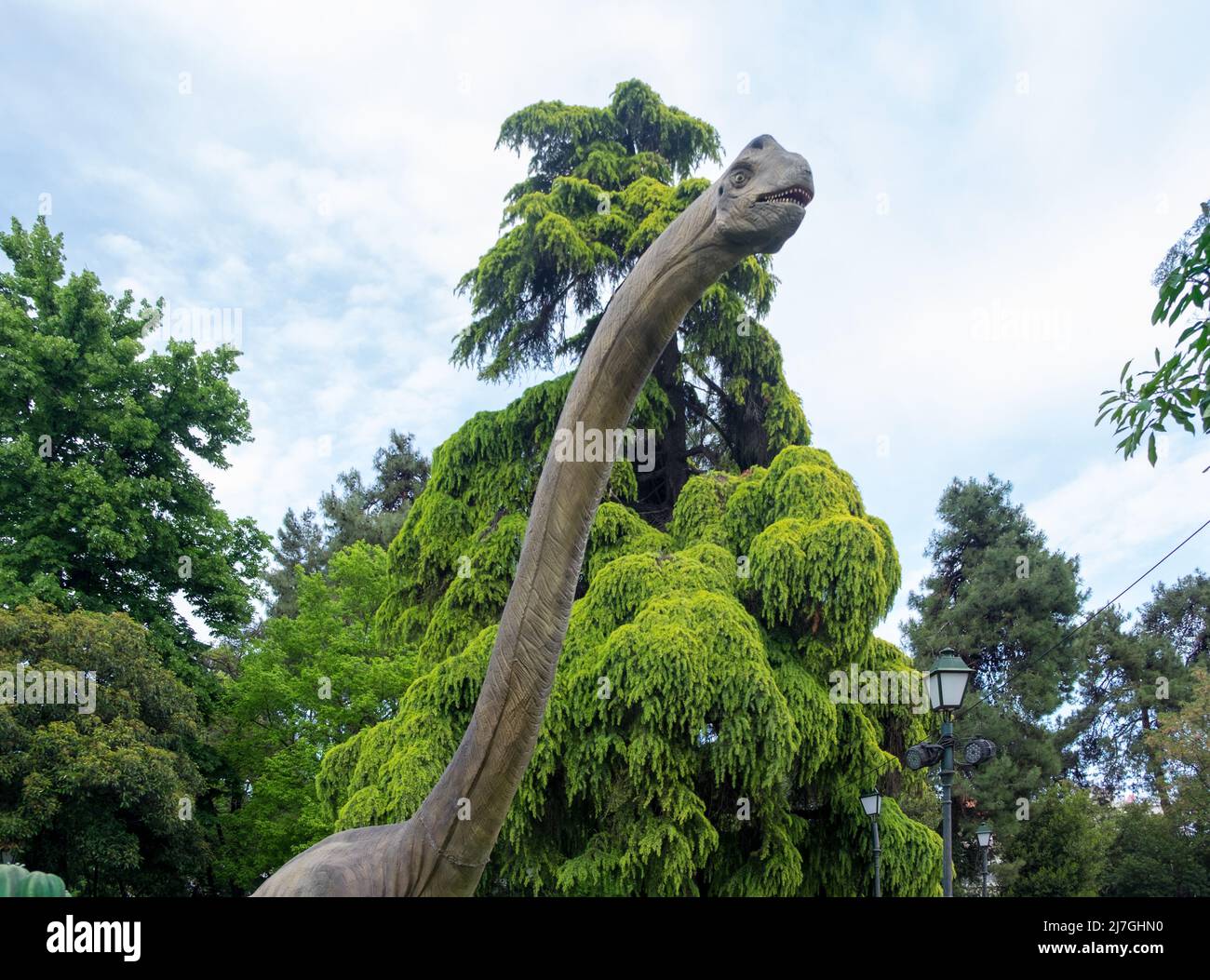 Ein großer Brachiosaurus auf dem Dinosaurierfest. Katerini Stadt, Griechenland Stockfoto