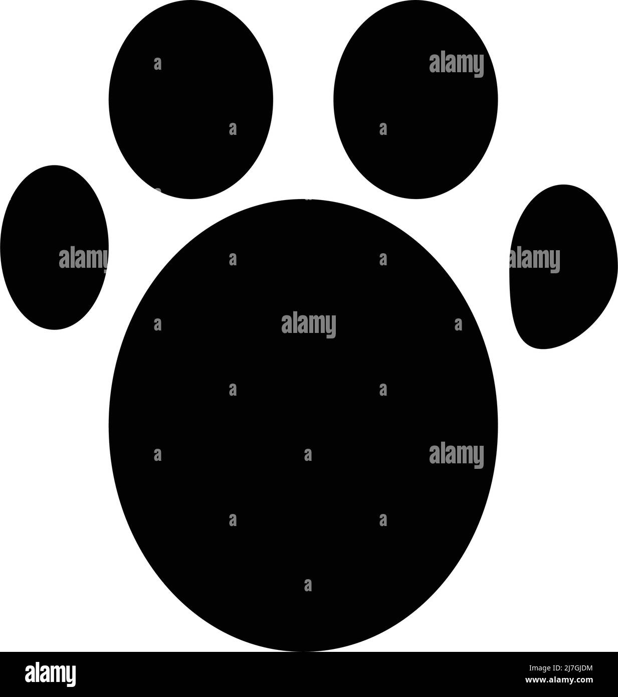 Silhouette-Symbol mit Pfotendruck. Vektor der Fußabdruck von Katzen und Hunden. Bearbeitbarer Vektor. Stock Vektor