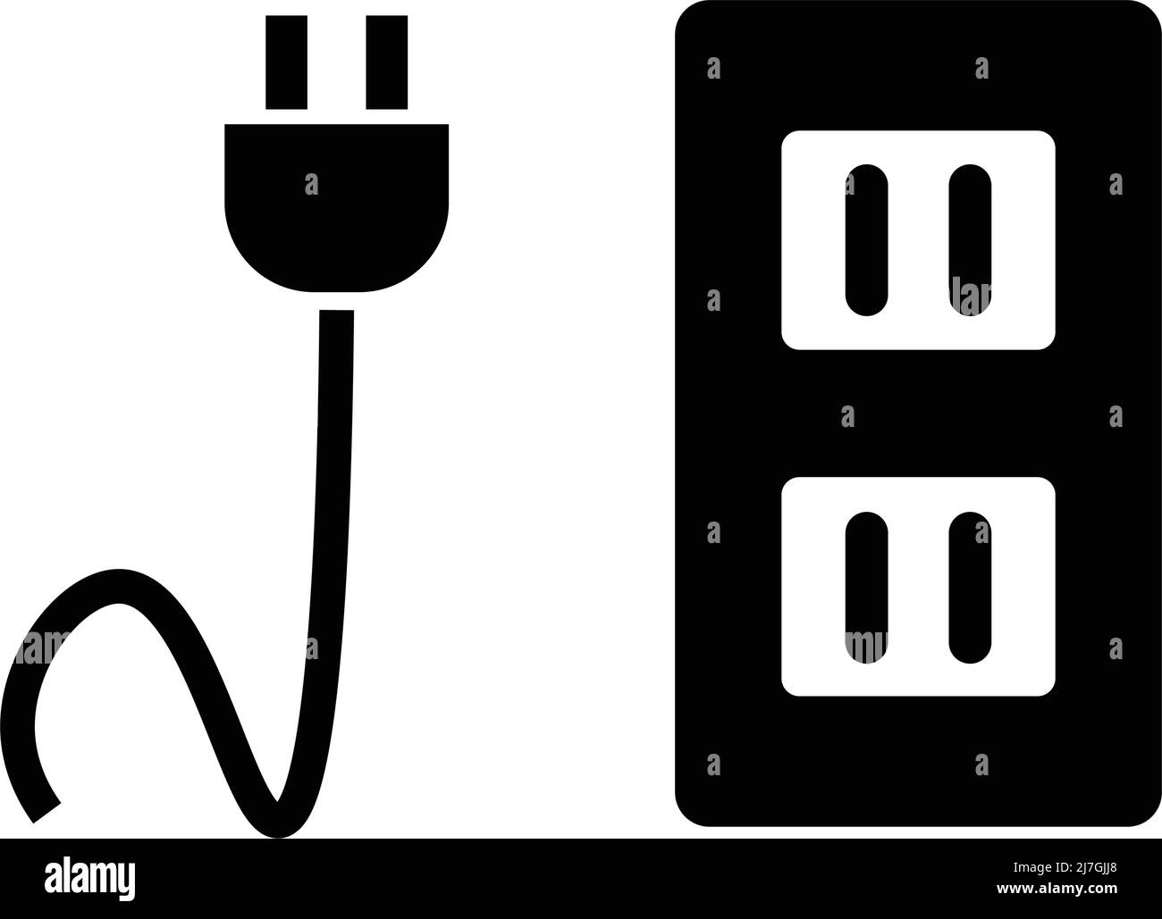 Symbol für die Silhouette von Netzteil und Steckdose. Bearbeitbarer Vektor. Stock Vektor