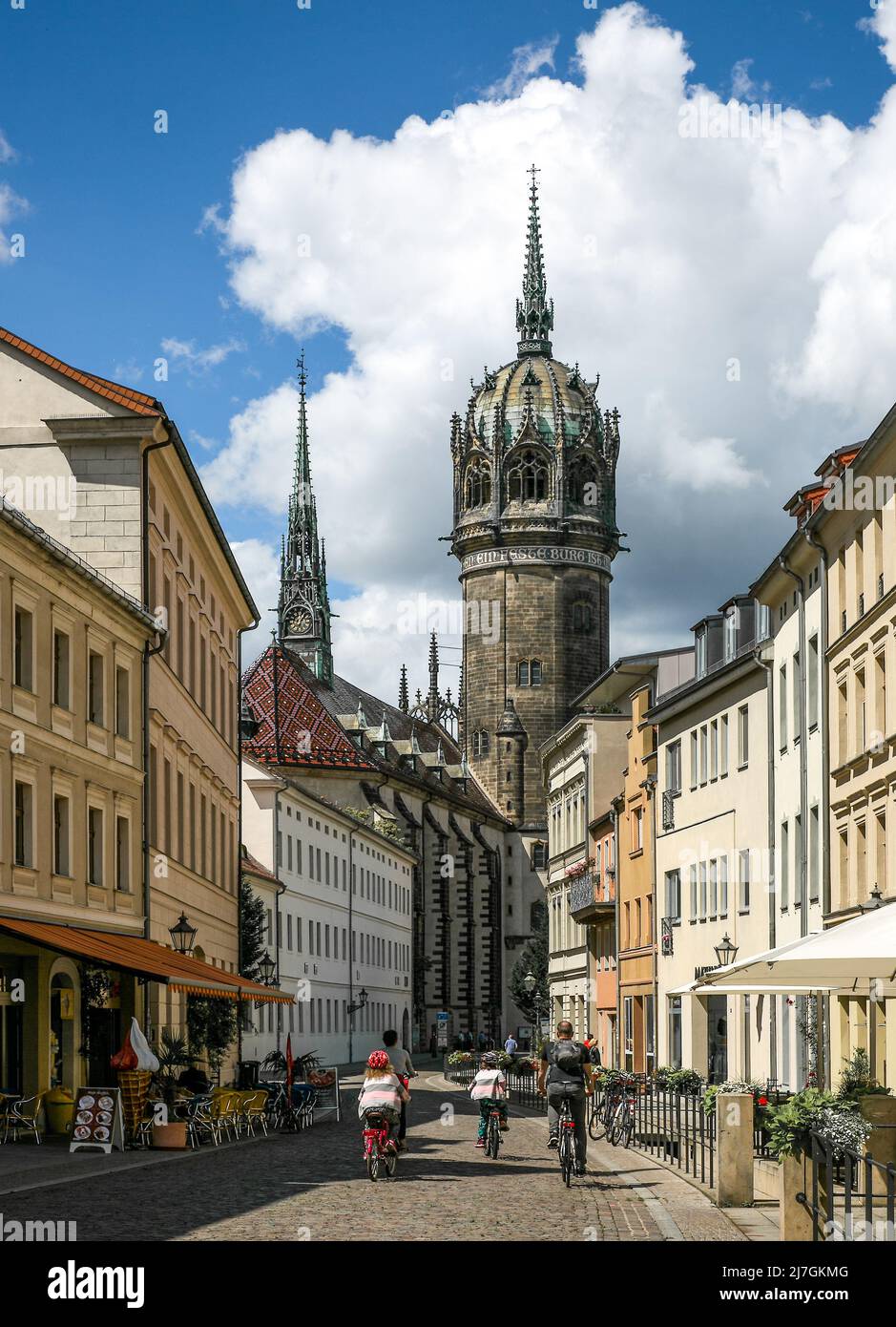 Lutherstadt Wittenberg Schloßkirche 6254 baut 1500-06 von Conrad Pflüger 1885-92 historischer Umbau durch Friedrich Adler Ansicht von Osten Dur Stockfoto