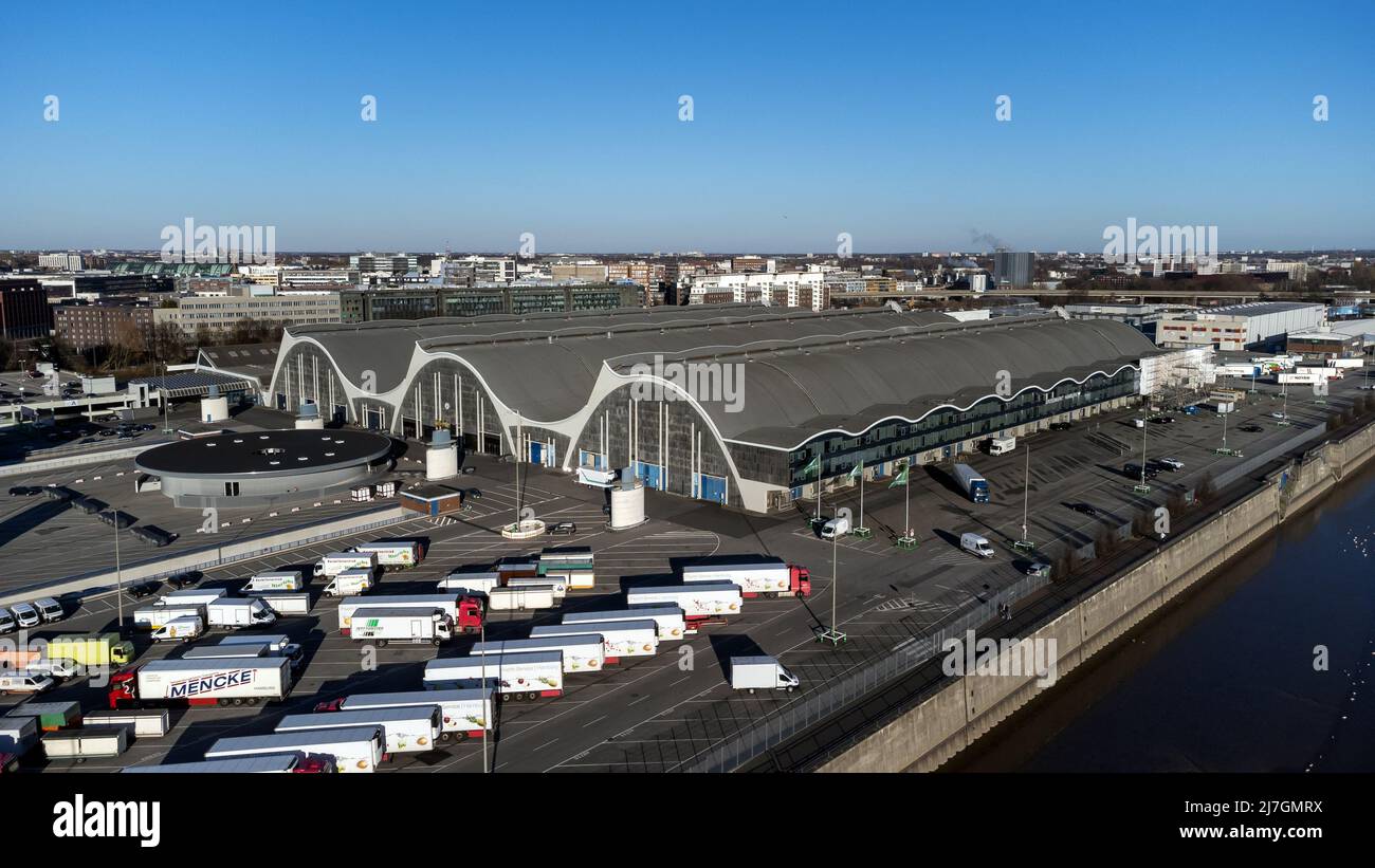 Luftaufnahme der Großhandelsmarkthalle in hamburg Stockfoto