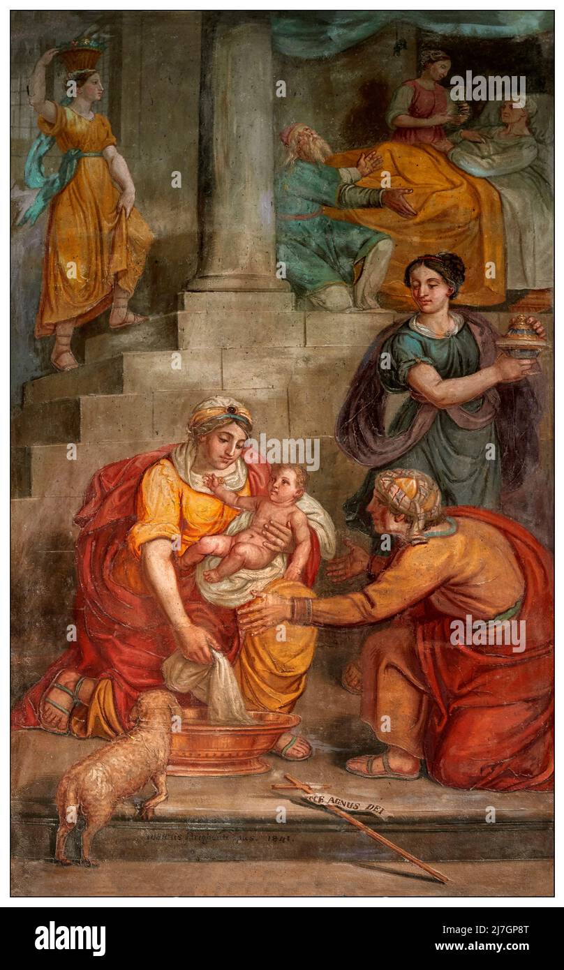 Nascita di San Giovanni Battista affresco Giovanni Brigenti 1841