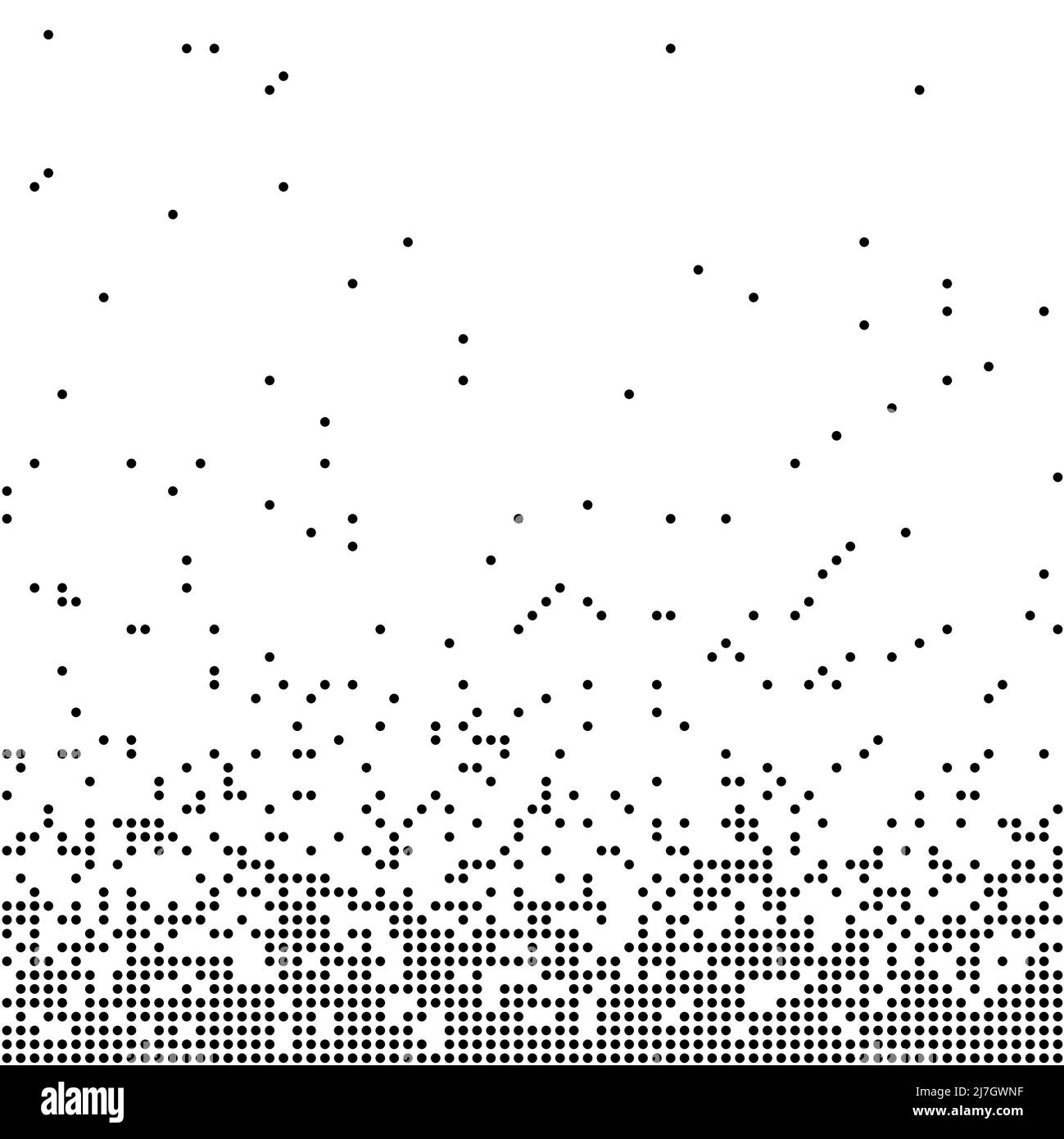 Geometrisches Muster aus schwarzen Kreisen auf weißem Hintergrund.nahtlos in eine Richtung.Option mit einem kurzen Ausblenden. Stock Vektor