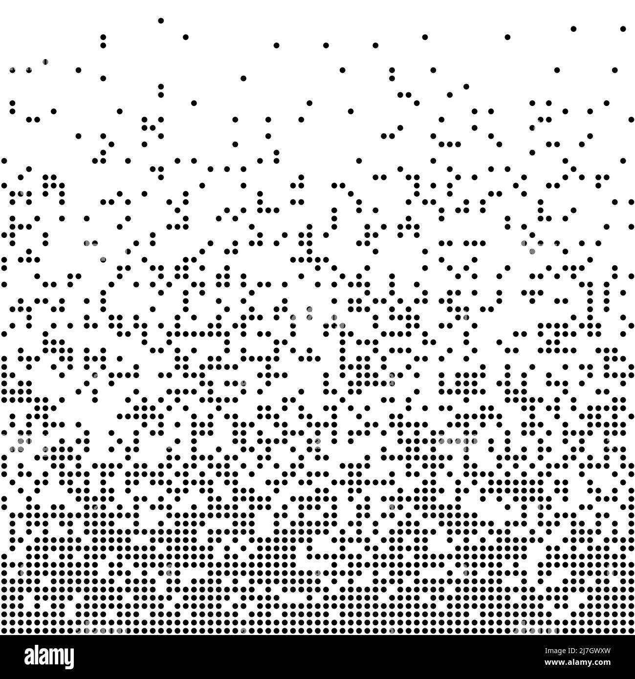 Geometrisches Muster aus schwarzen Kreisen auf weißem Hintergrund.nahtlos in eine Richtung.Option mit einem langen Ausblenden. Stock Vektor