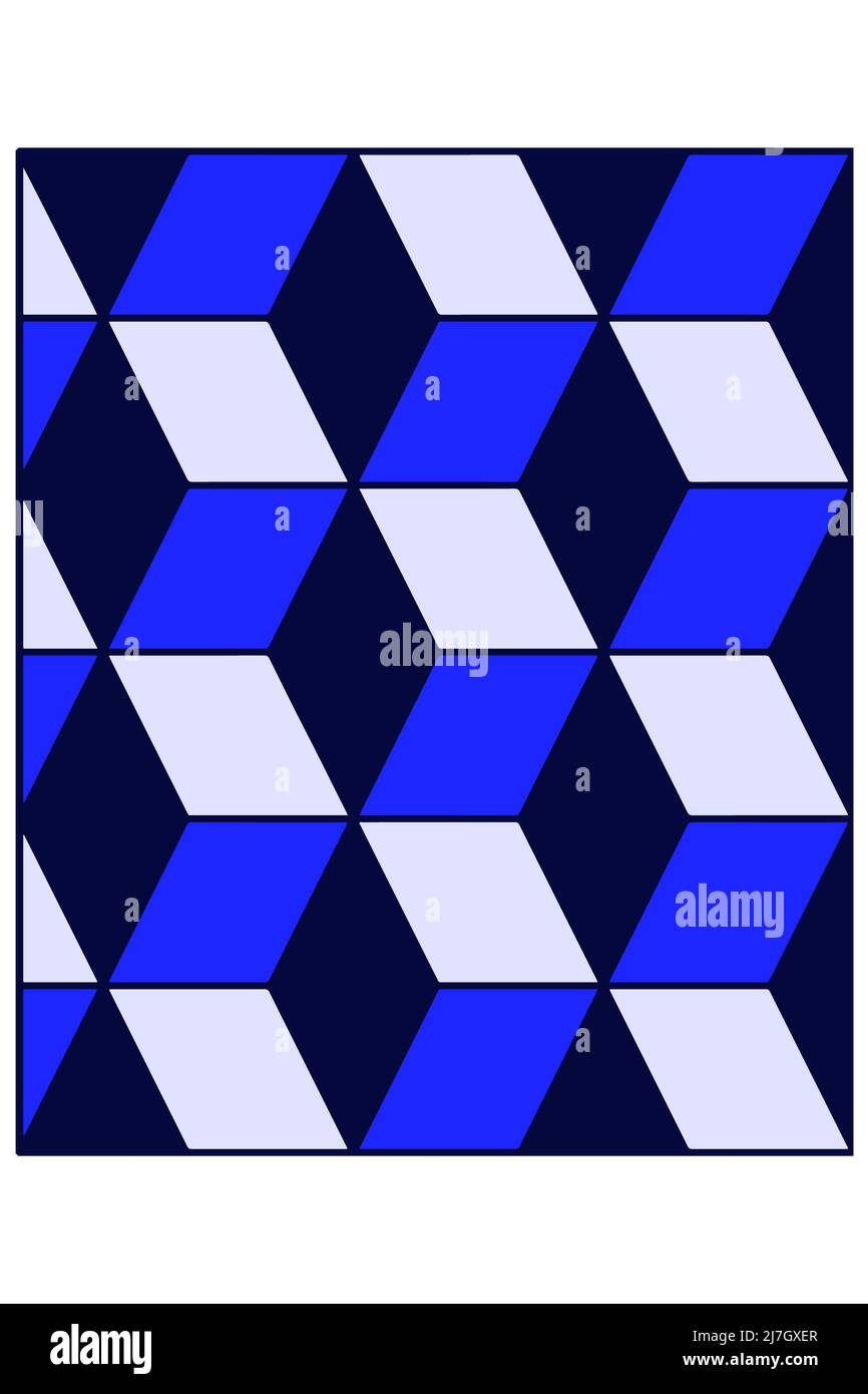 Vektorbild eines geometrischen Hintergrunds aus volumetrischen blauen Würfeln Stockfoto