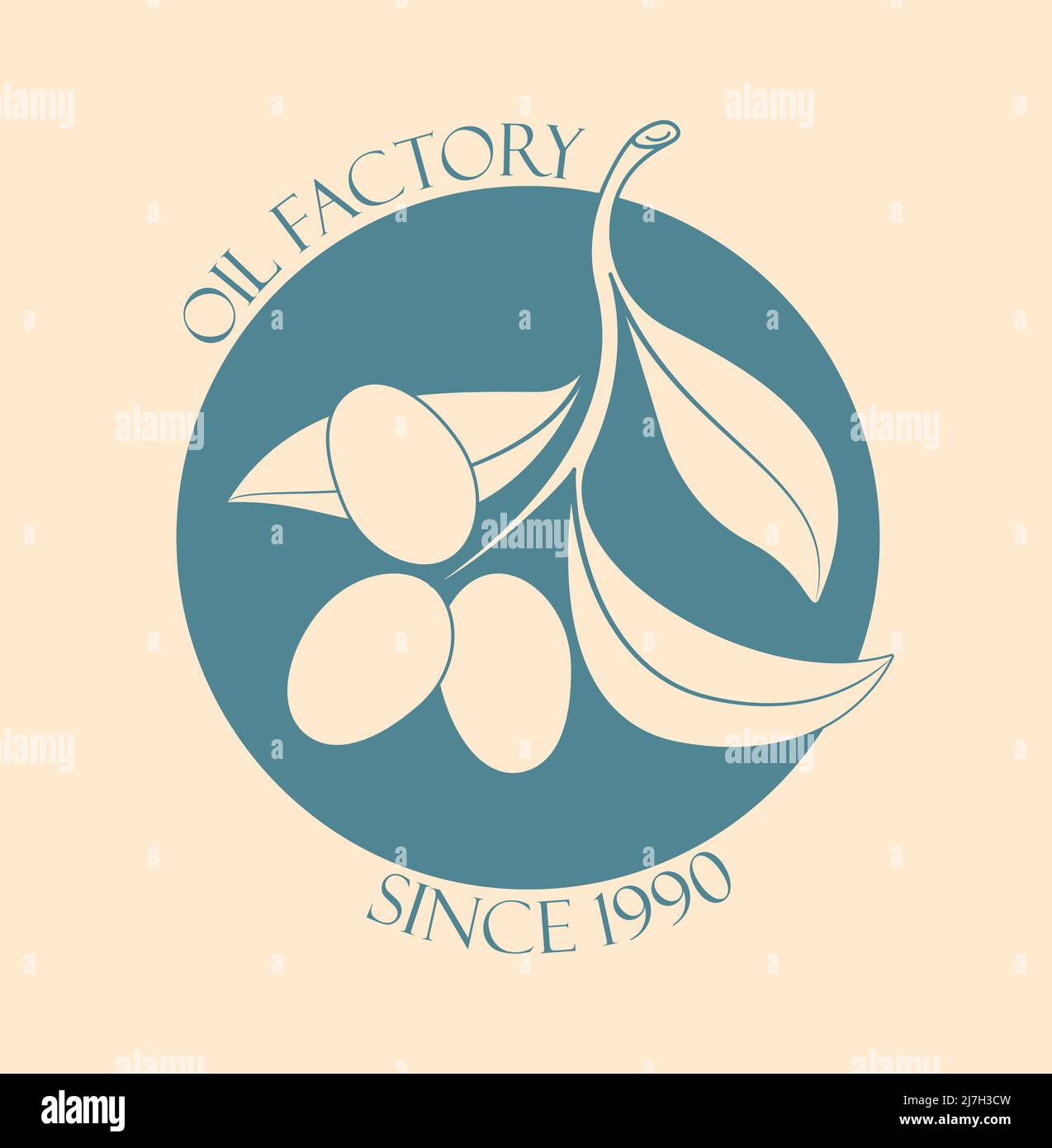 Frisches Curling grün Cartoon Olive Logo Stock Vektor