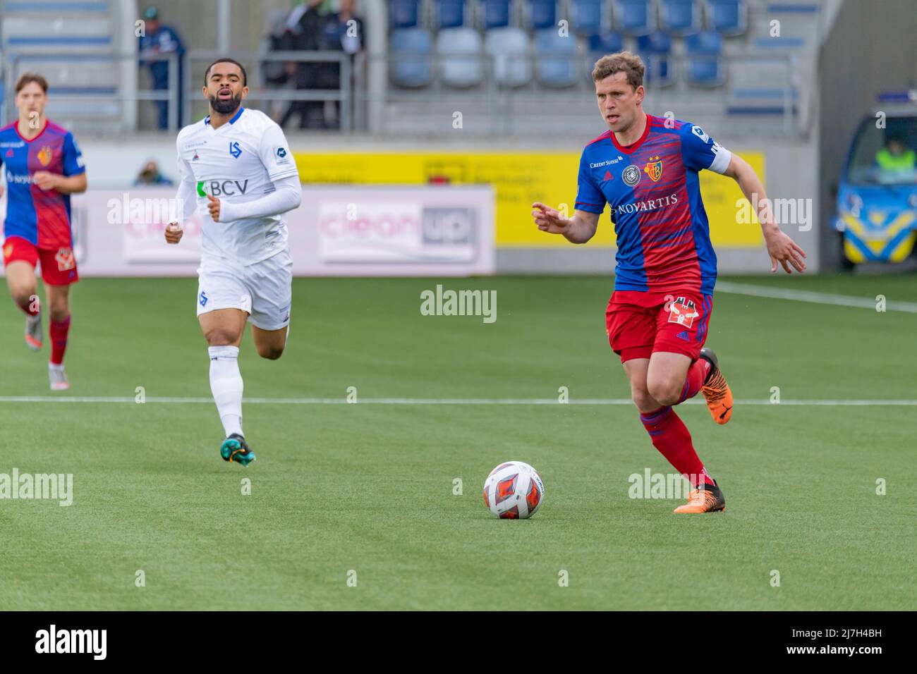 Lausanne, Schweiz. 05. August 2022. Sebastiano Esposito vom FC Basel (9) ist am 33.. Tag der Credit Suisse Super League 2021-2022 mit dem FC Lausanne-Sport und dem FC Basel im Einsatz (Foto: Eric Dubost/Pacific Press/Sipa USA) Credit: SIPA USA/Alamy Live News Stockfoto
