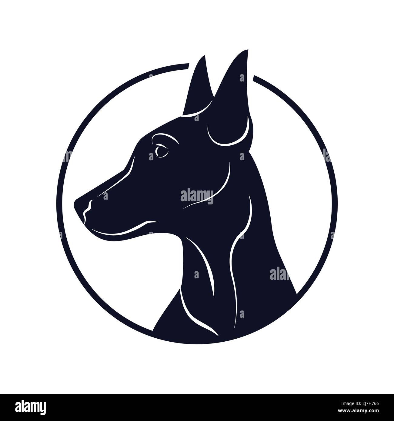 Dobermann-Logo. Logo mit schönem Hund Stock Vektor