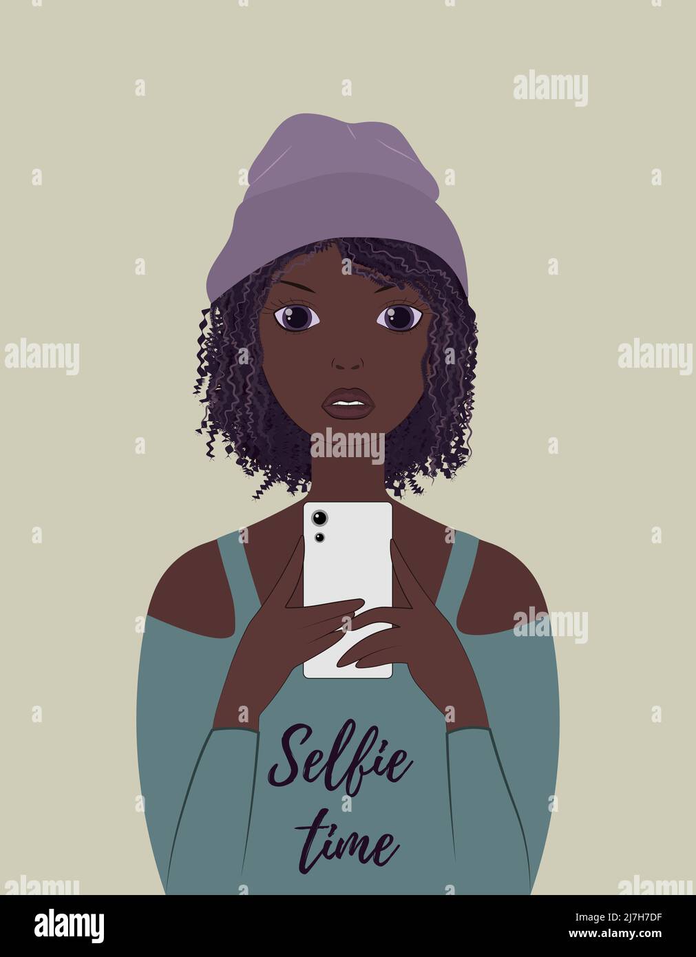 Modisches Mädchen nimmt Selfie auf ihrem Smartphone Stock Vektor