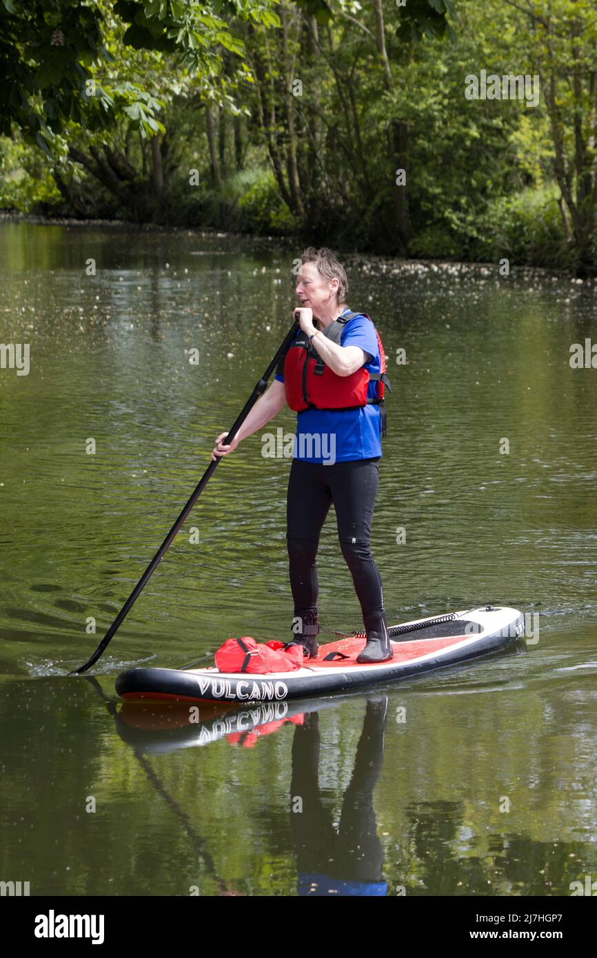Paddle Boarder River Stort Harlow Essex Stockfoto