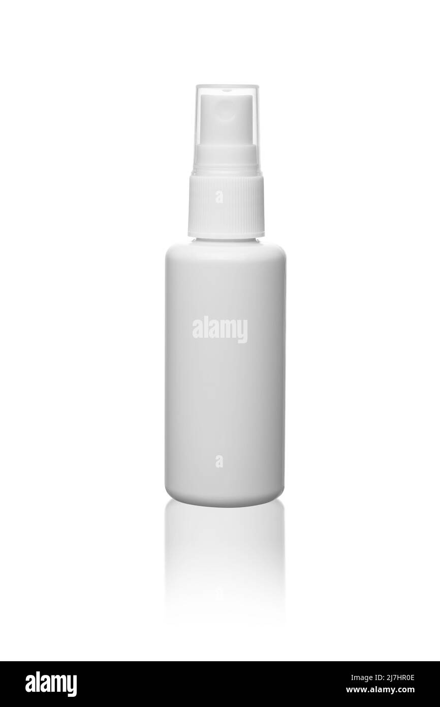 Weiße Hautpflegeflasche im Hintergrund mit Platz zum Kopieren Stockfoto