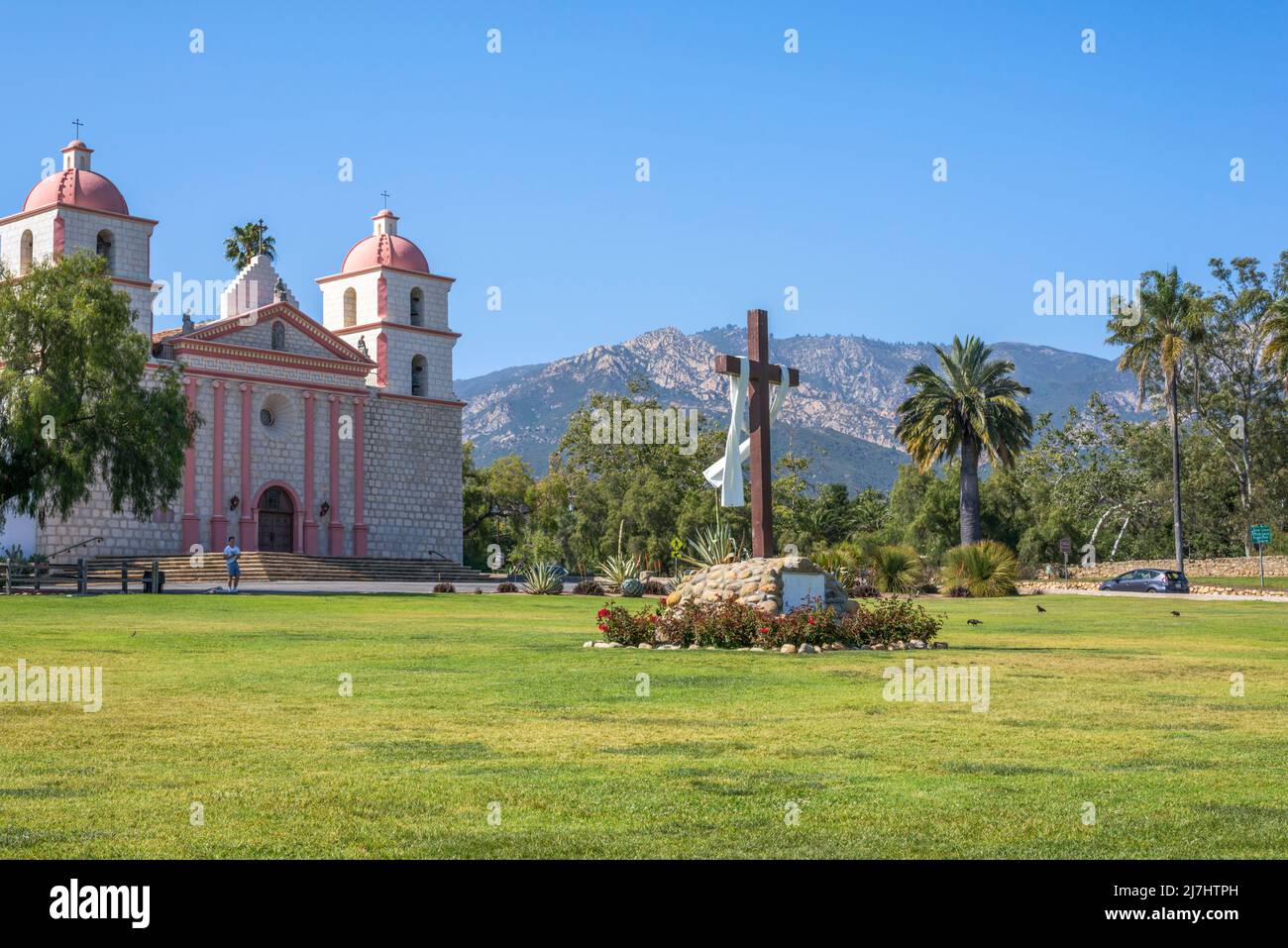 Mission Santa Barbara an einem Aprilnachmittag. Santa Barbara, Kalifornien, USA. Stockfoto