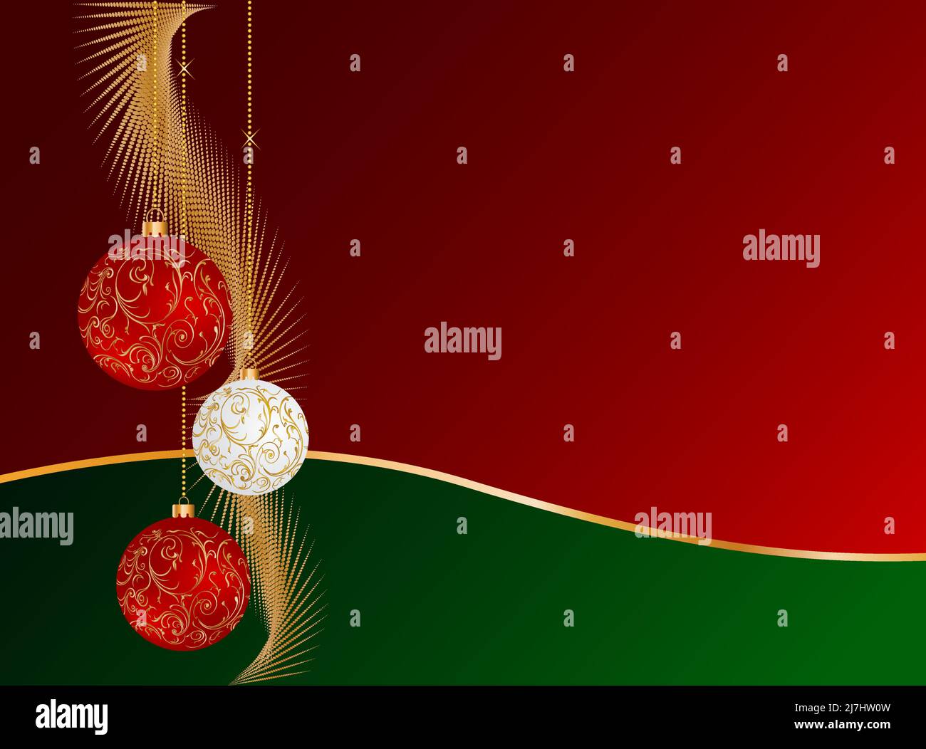 Weihnachtskarten-Design mit Globen und Lametta Stock Vektor