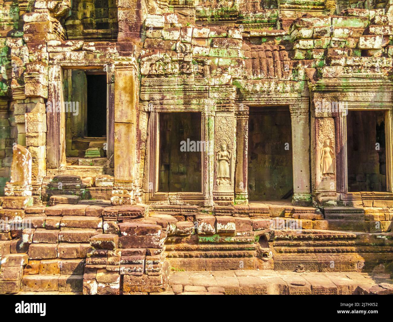 Detail der Bayon Ruinen im Angkor Wat Tempelkomplex, Kambodscha Stockfoto