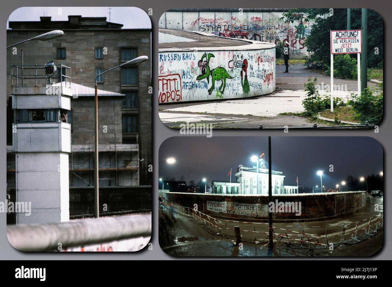 Die Berliner Mauer war eine bewachte Betonbarriere, die Berlin von 1961 bis 1989 physisch und ideologisch teilte. Stockfoto