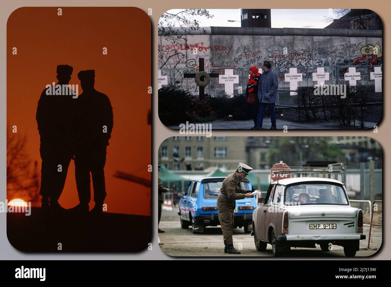 Die Berliner Mauer war eine bewachte Betonbarriere, die Berlin von 1961 bis 1989 physisch und ideologisch teilte. Stockfoto