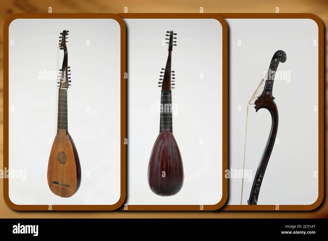 Eine schöne Laute, der Vorläufer der modernen klassischen Gitarre, die aus der Mitte des Jahres 1600s stammt Stockfoto
