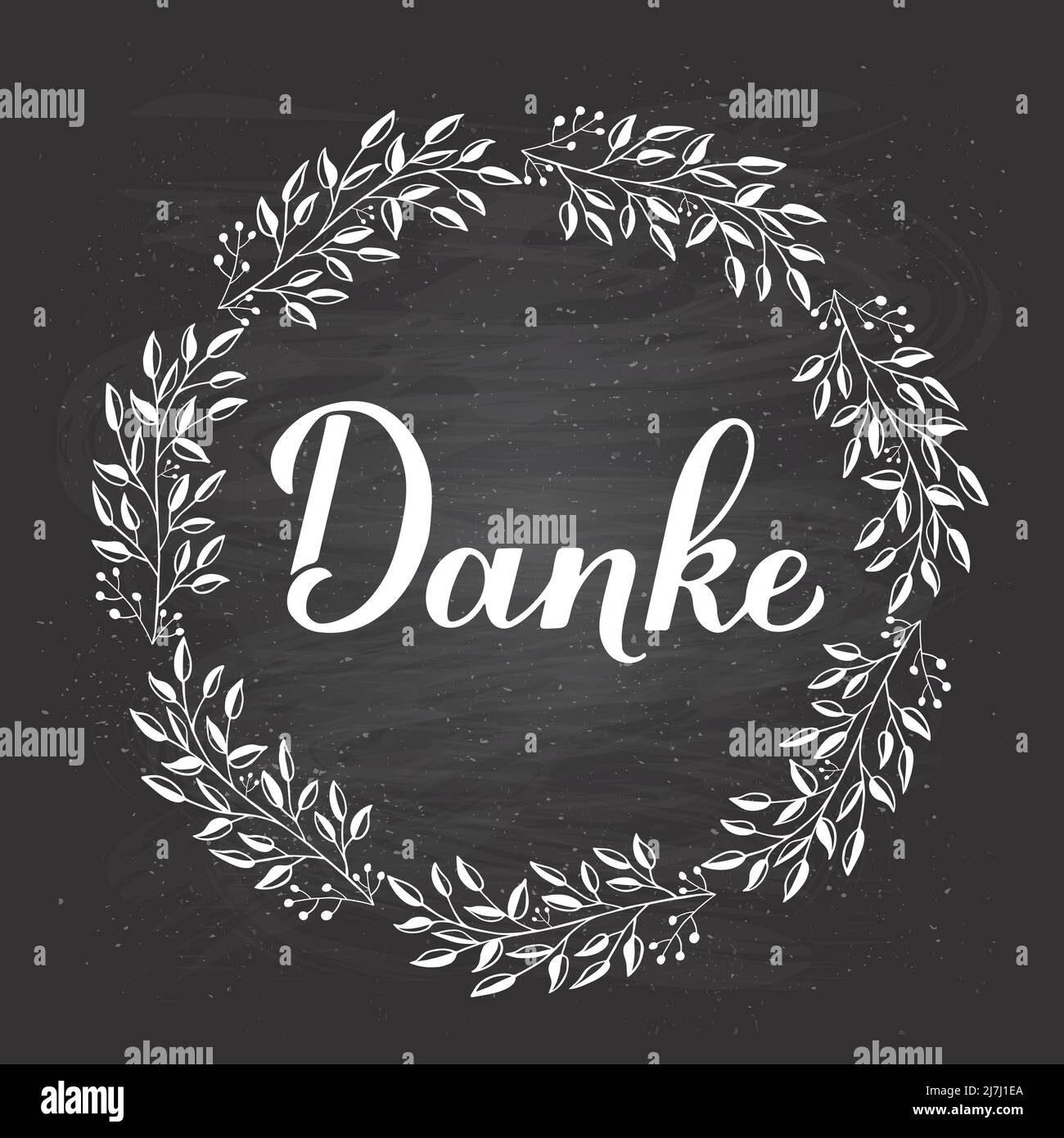 Danke Kalligraphie Handschriftzug in deutscher Sprache. Kreidetafel