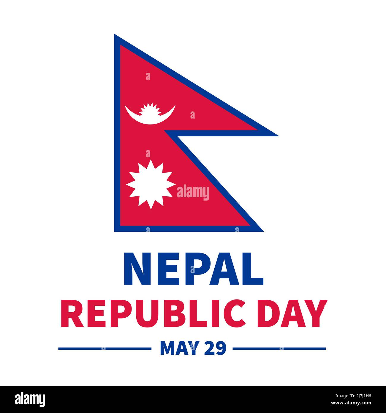 Typografie-Poster zum Tag der Republik Nepal. Nationalfeiertag am 29. Mai. Vektorvorlage für Banner, Flyer, Aufkleber, Hemd, Grußkarte, Postkarte Stock Vektor