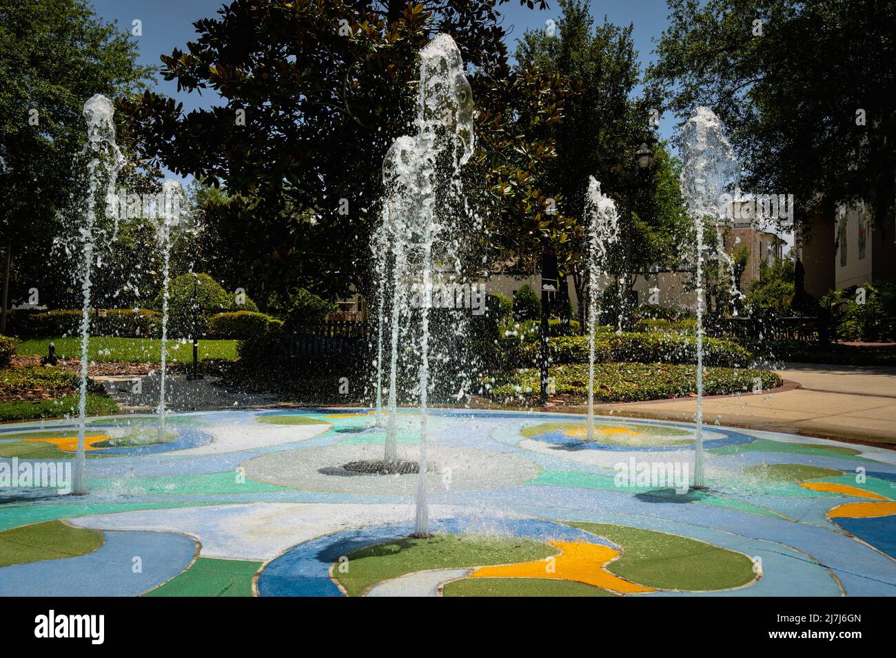 Splash Pad im Lake Concord Park in Casselberry, Florida Stockfoto