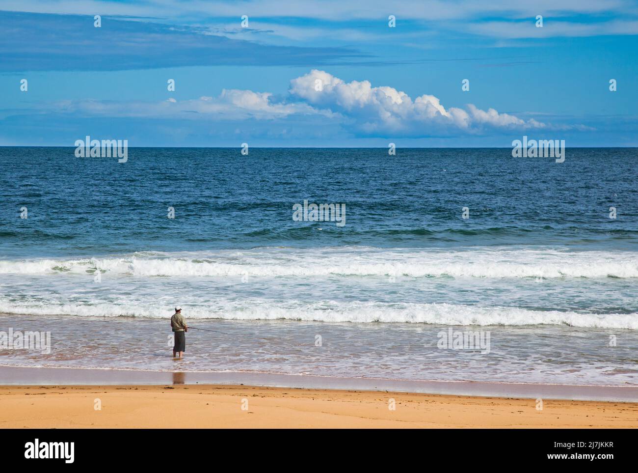 Australien, New South Wales, Central Coast, Bouddi National Park, Angeln am Talow Beach Stockfoto