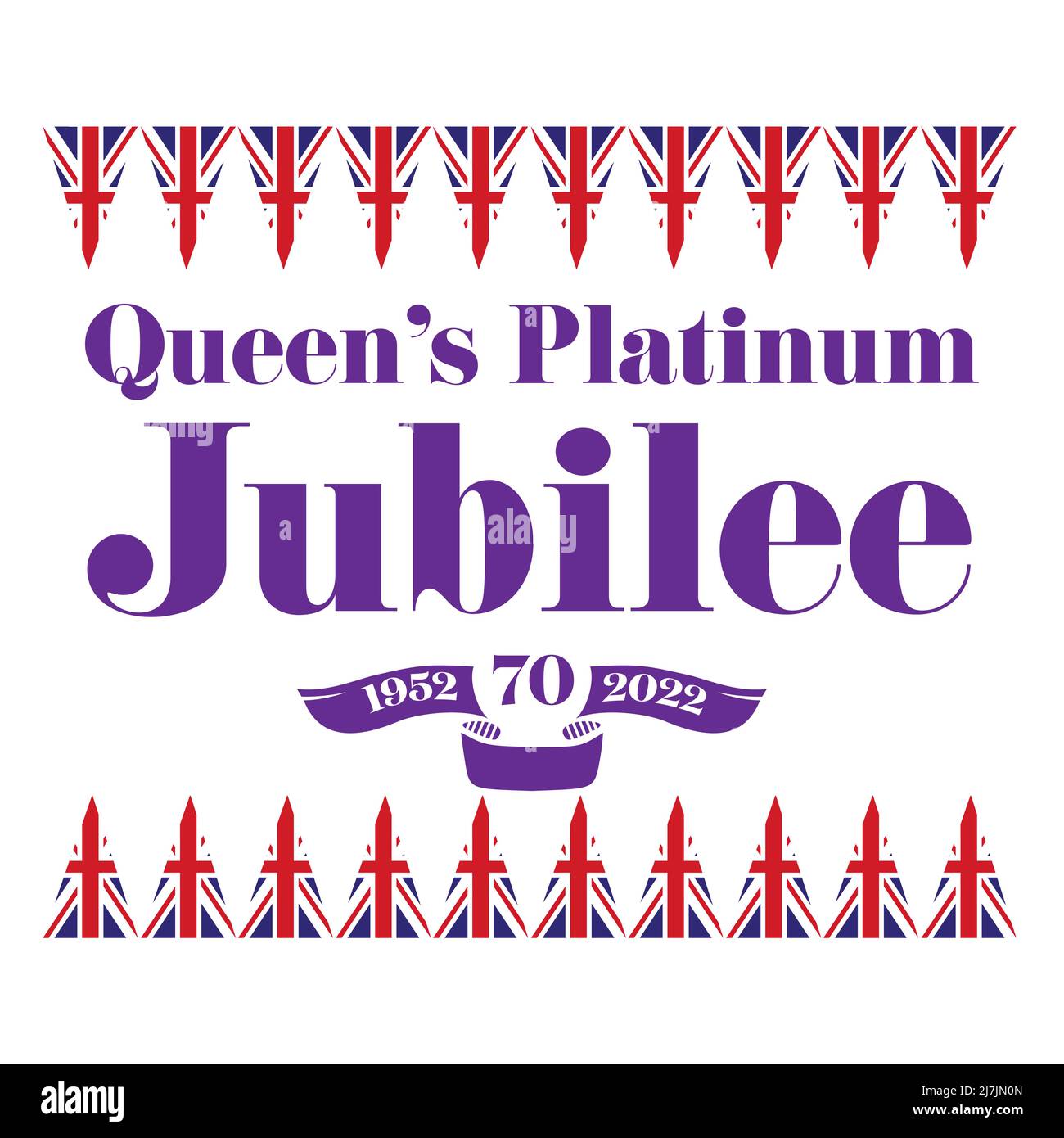 The Queens Platinum Jubilee 2022 - im Jahr 2022 wird Ihre Majestät die Königin der erste britische Monarch, der nach 70 Jahren ein Platinum Jubilee feiert Stock Vektor