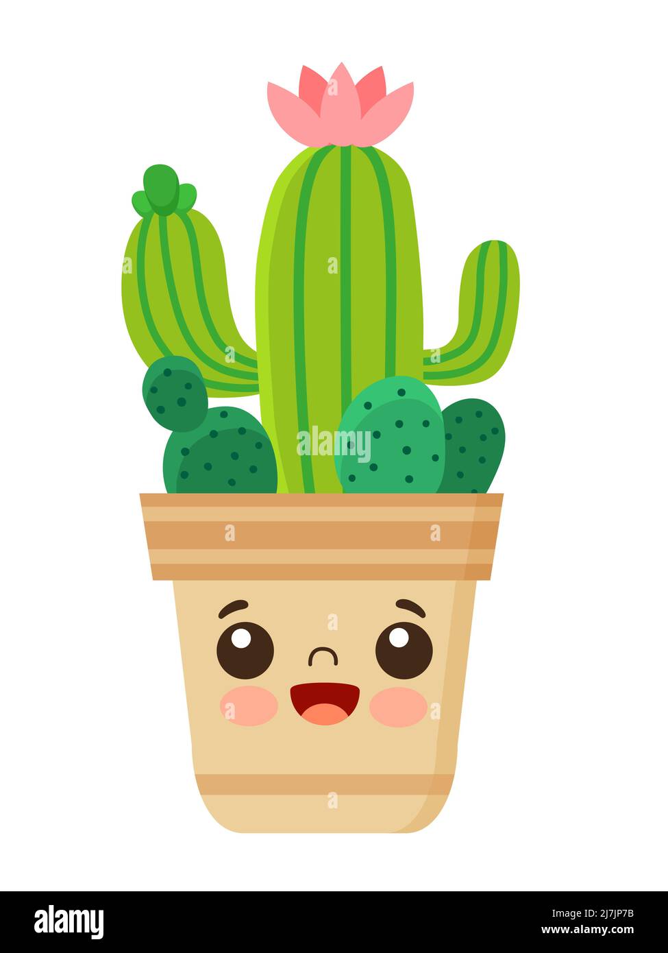 Vektor Cute Kawaii Blte Kaktus in Blumentopf Stock-Vektorgrafik - Alamy
