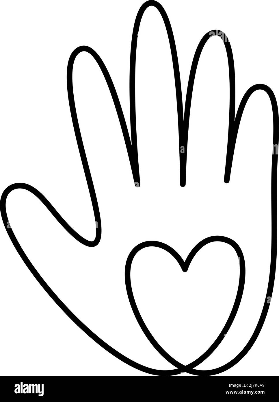 Beenden Sie den Krieg in der Ukraine. Handgezogene Monoline Hand mit Herz fördern Spenden Logo. Konzept Idee der Spende und Hilfe-Symbol. Schutz vor Russland Stock Vektor