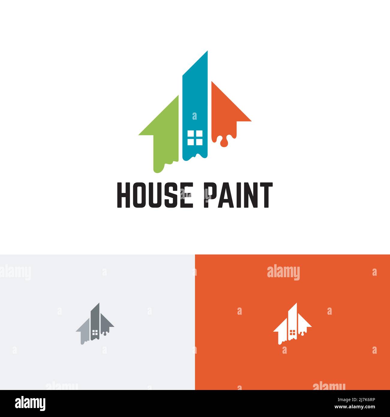 Bunte Malerei Service Haus Gebäude Immobilien Bau Logo Stock Vektor
