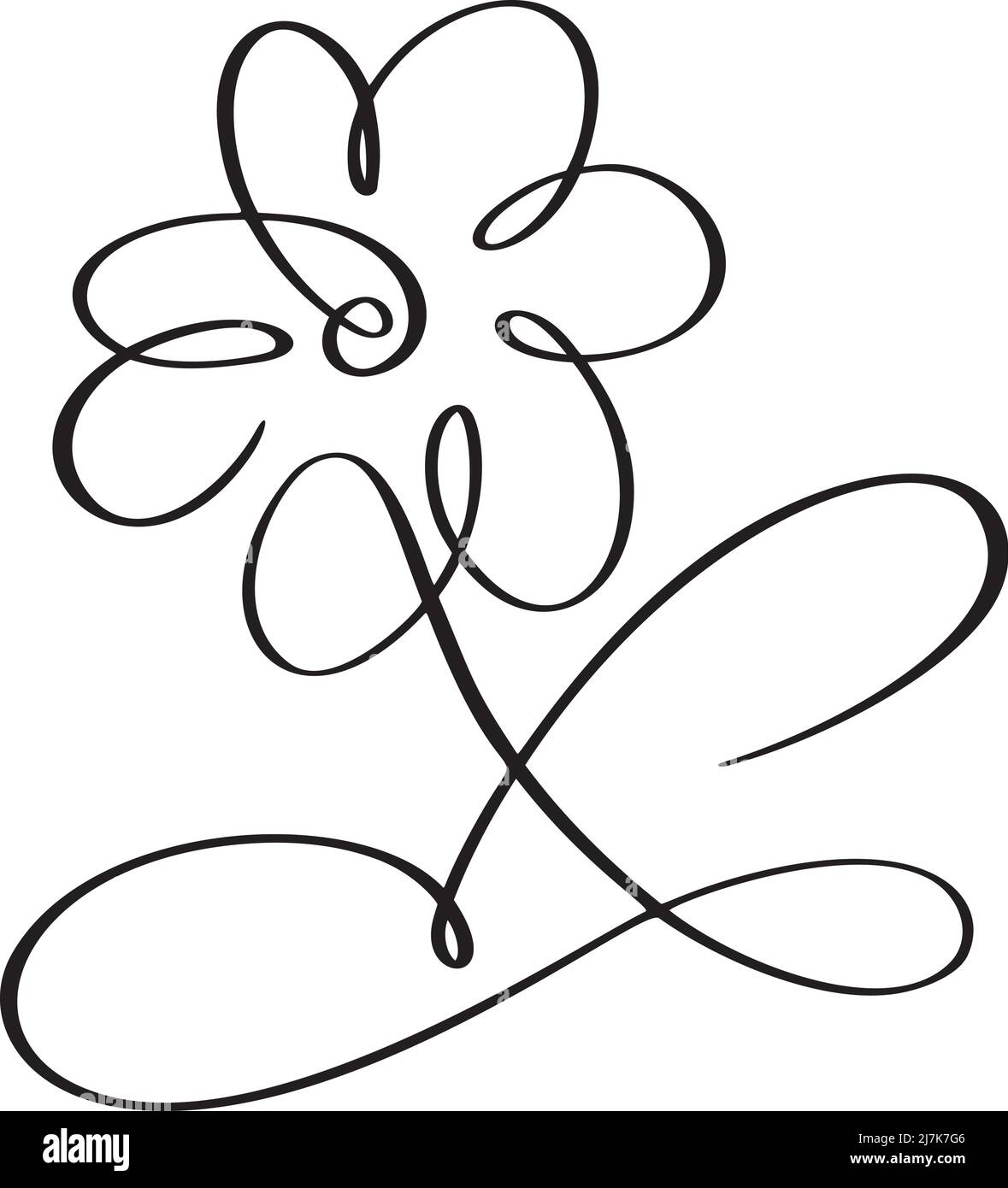 Vektor Hand gezeichnet eine Linie Kunst Zeichnung der Blume. Minimalistisches, trendiges zeitgenössisches Blumendesign perfekt für Wandkunst, Drucke, Social Media, Poster Stock Vektor