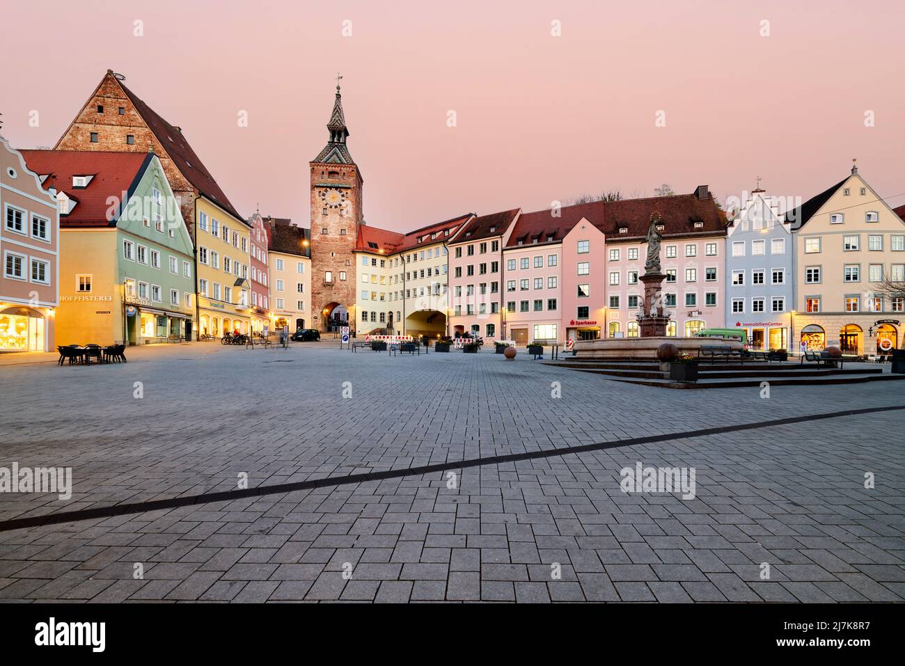 Deutschland Bayern Romantische Straße. Landsberg am Lech. Hauptplatz Stockfoto