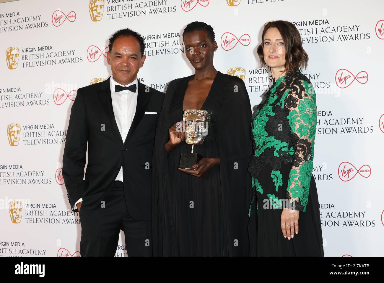 Peter de Jersey, Sheila Atim und Adele Romanski nehmen an den BAFTA TV Awards in der Royal Festival Hall in London Teil. Stockfoto