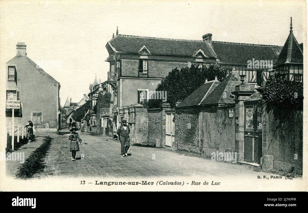 Langrune-sur-Mer Abteilung: 14 - Calvados Region: Normandie (ehemals Unternormannie) Vintage-Postkarte, Ende 19. - Anfang 20. Jahrhundert Stockfoto