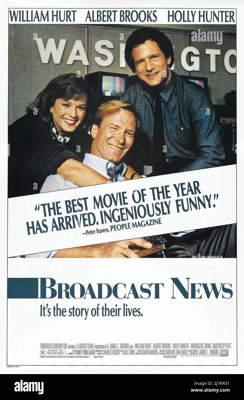 Broadcast News Jahr : 1987 USA Regie:James L. Brooks Albert Brooks, Holly Hunter, William Hurt Amerikanisches Poster Stockfoto